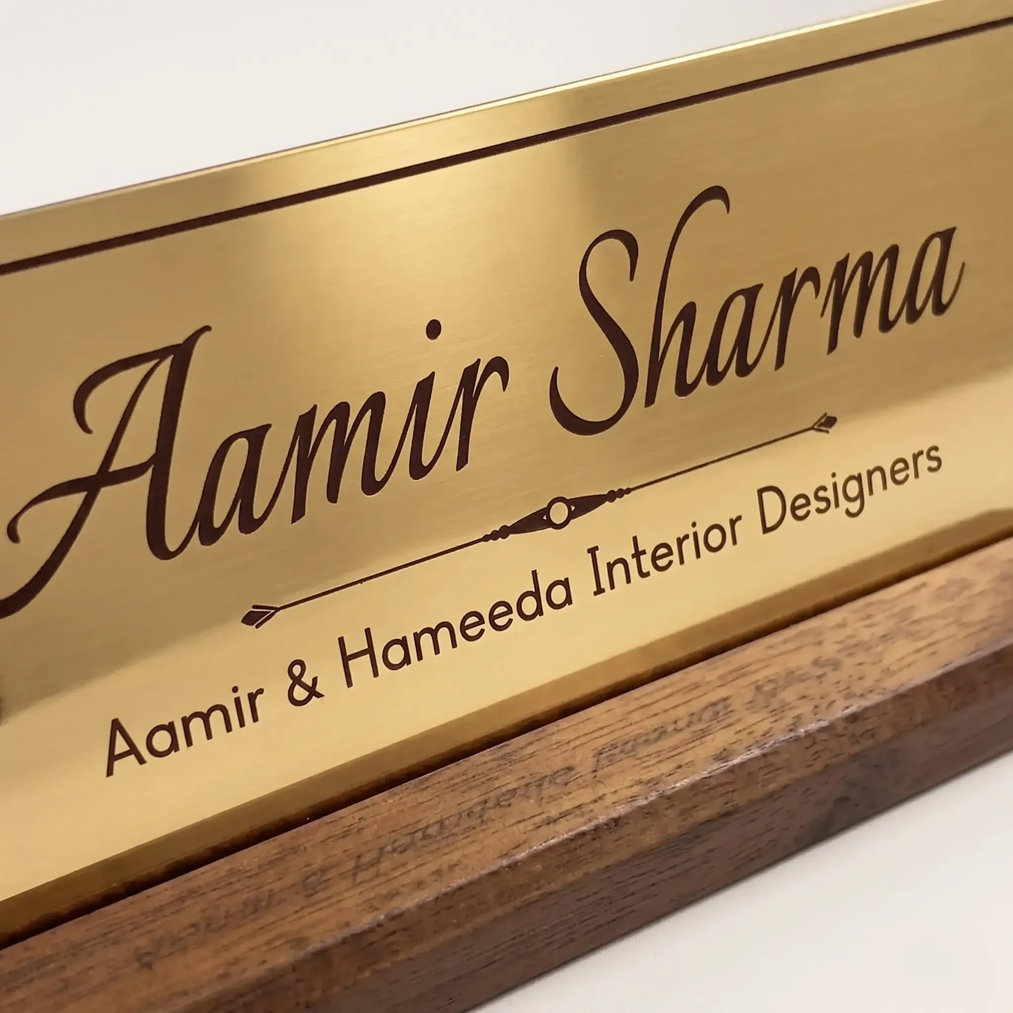 Golden Mirror Desk Name Plate (4x12 Inch) - Premium Corporate Office Executive Nameplate
