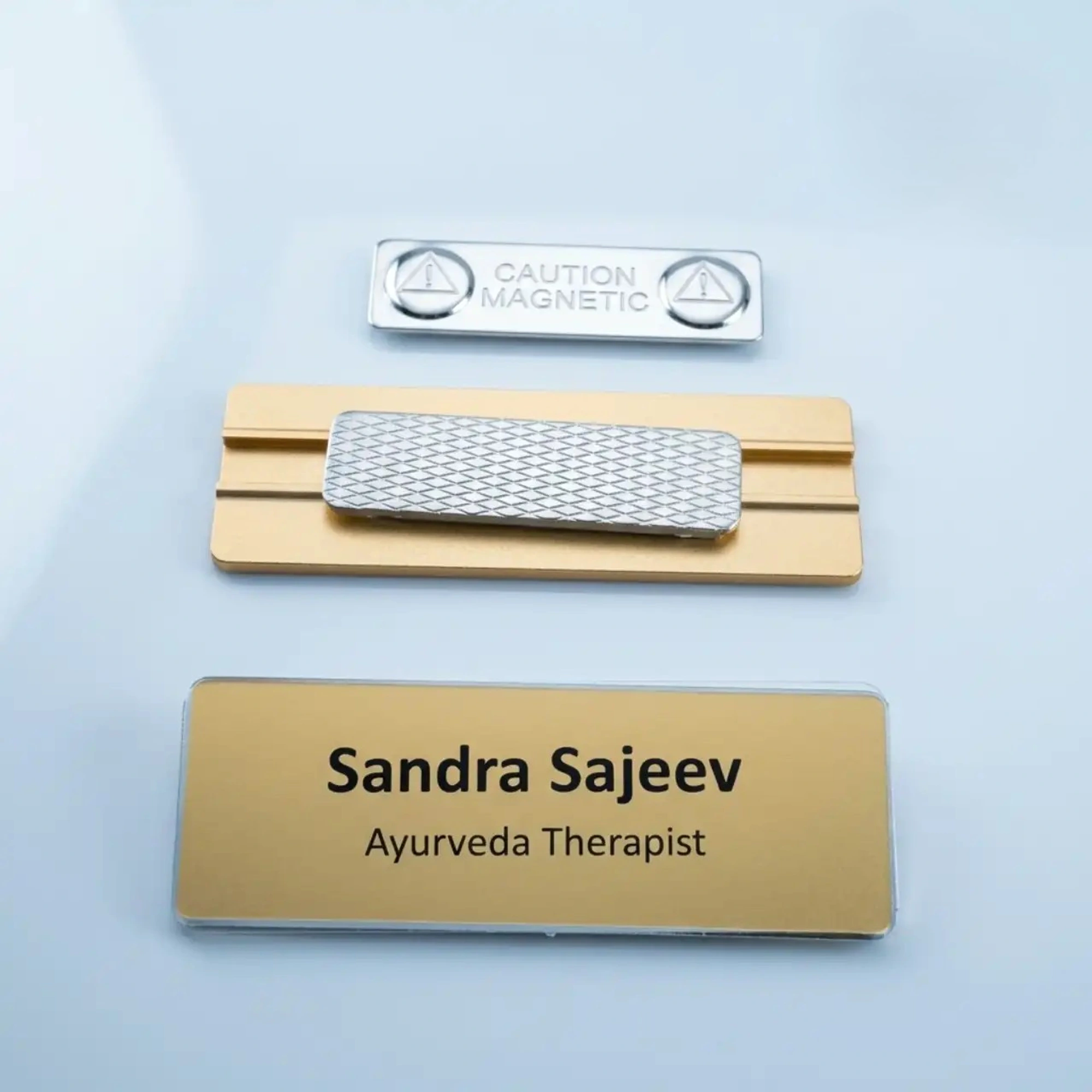 Gold Metallic Name Badge with Magnet - Premium Customized Event & Staff ID Badge