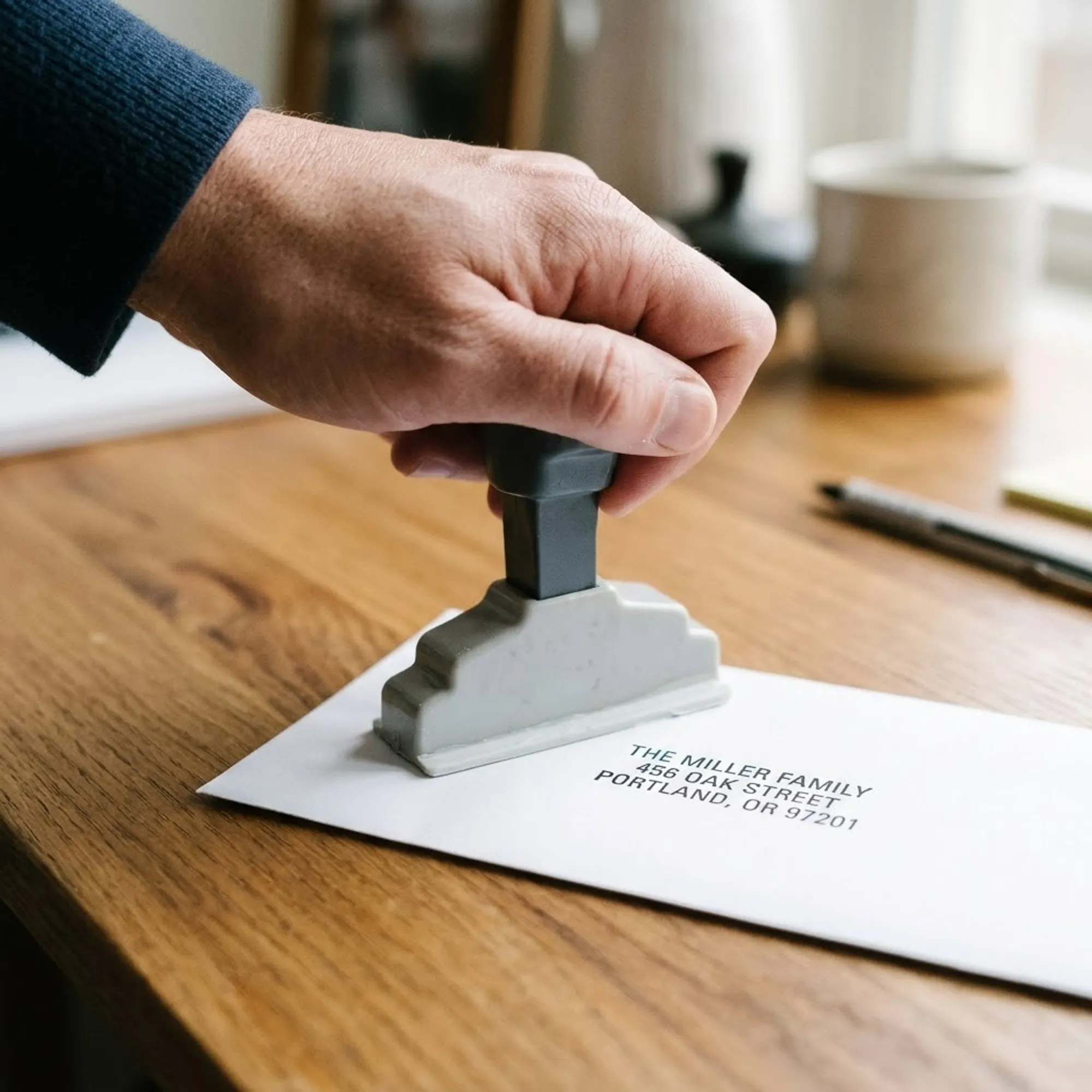 Rectangle Plastic Handle Manual Rubber Stamp - Durable Traditional Peg Handle