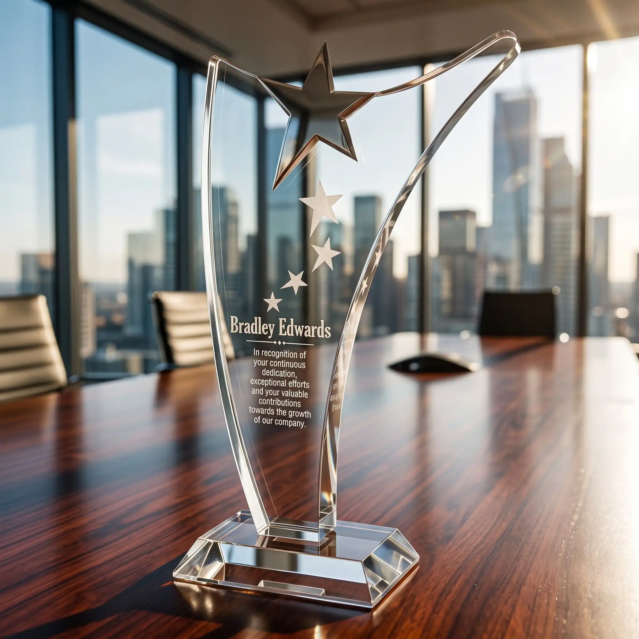 Acrylic Curve Trophy (7x5 Inch) - Leadership & Milestone Crystal Flame Trophy Model 4