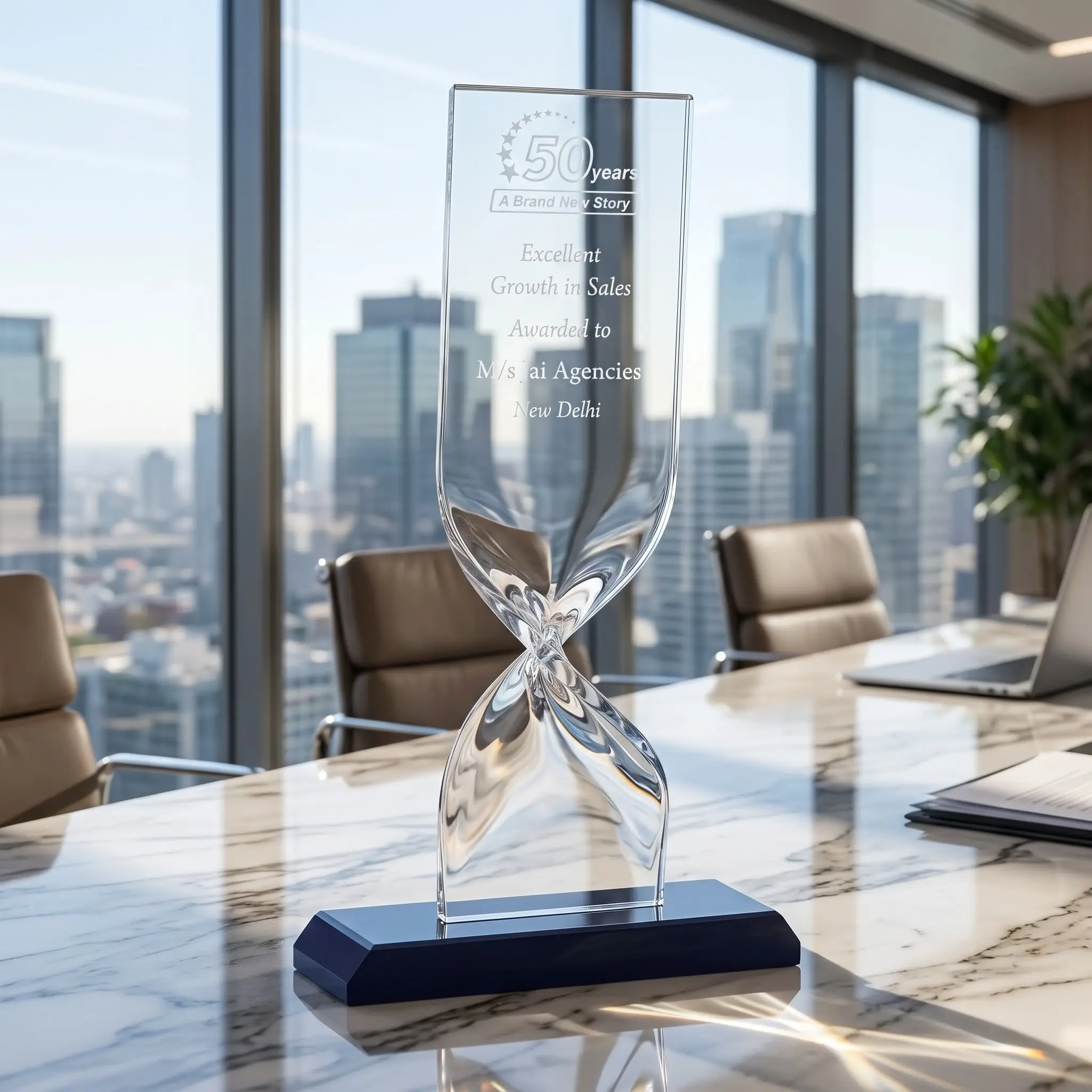 Acrylic Curve Trophy (7x5 Inch) - Sports Championship & Tournament Award Model 3