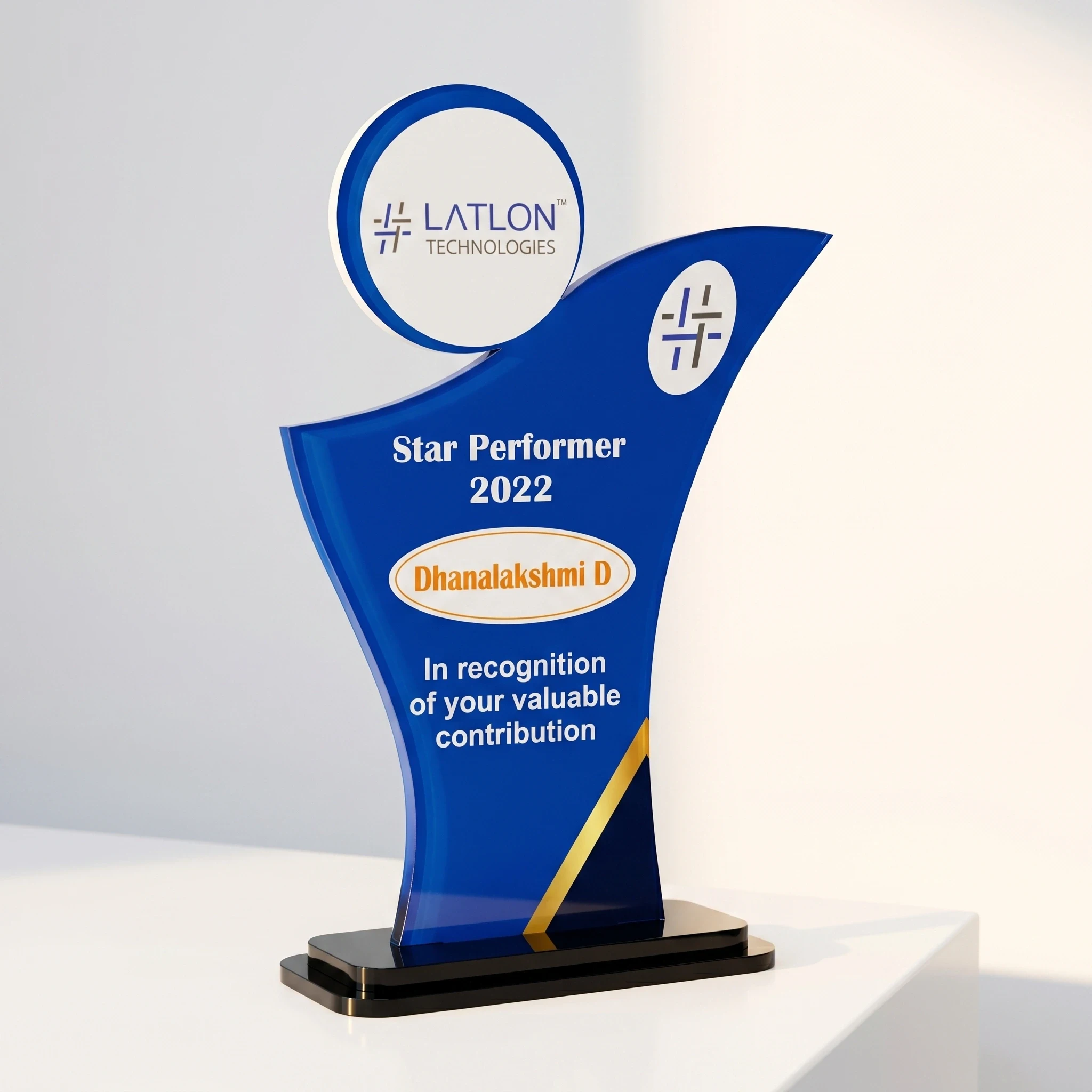 Acrylic Memento Trophy - Blue Star Performer Executive Plaque Award